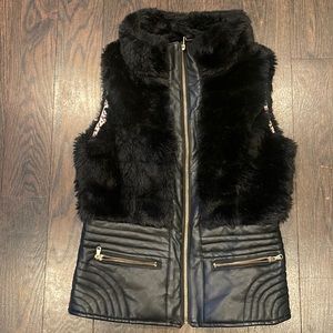 Faux fur & leather vest